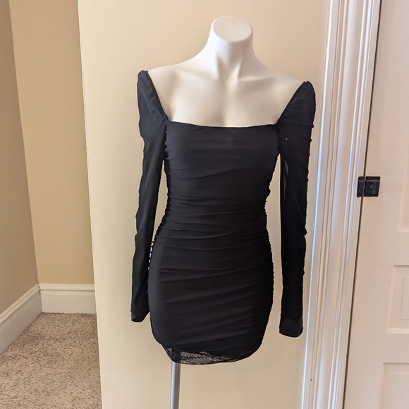 Princess Polly xx black off the should long sleeve dress size 6 - Picture 1 of 8